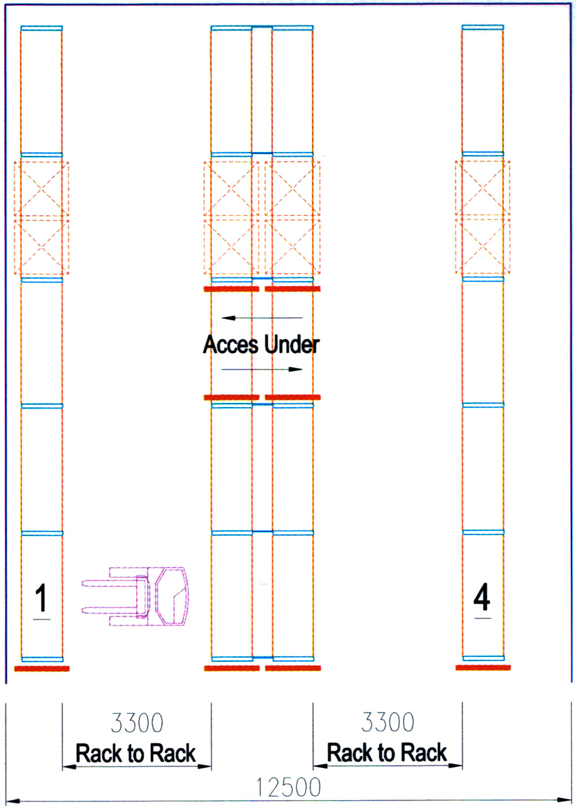 Aisle width for reach truck