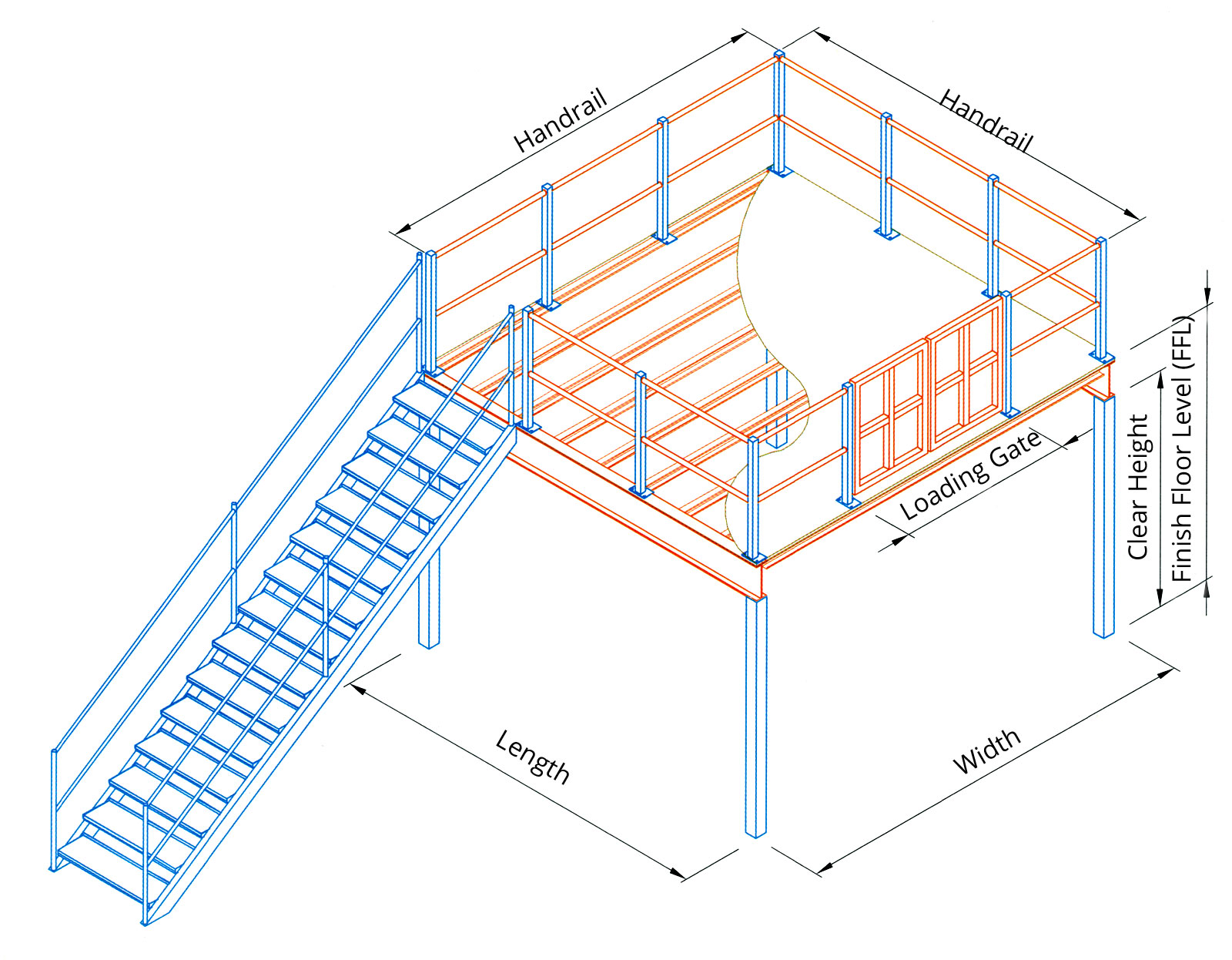 Structural Steel Platform Isometric View