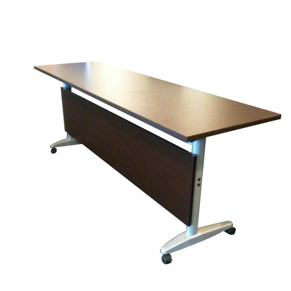 Folding Table Walnut Color with Silver Frame